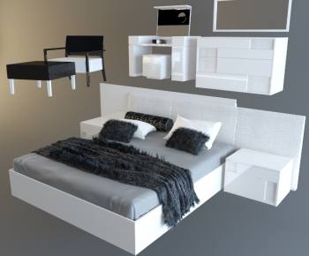 Modern Double Bed-ID:840901867
