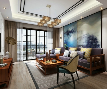 New Chinese Style A Living Room-ID:464851156