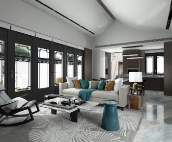 New Chinese Style A Living Room-ID:155452715