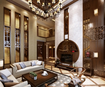 New Chinese Style A Living Room-ID:312775935