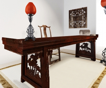 New Chinese Style Computer Desk And Chair-ID:556982114