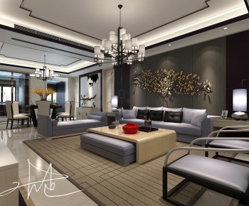 New Chinese Style A Living Room-ID:893316534
