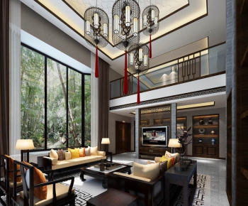 New Chinese Style A Living Room-ID:677509832