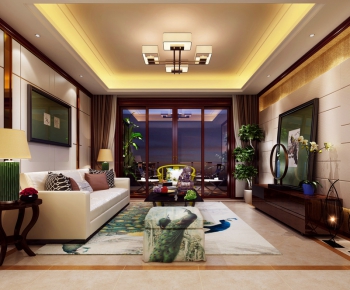 New Chinese Style A Living Room-ID:940529587