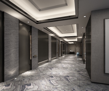 新中式售楼处走廊电梯厅-ID:340054472