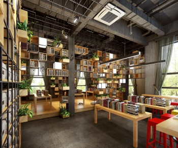 Industrial Style Bookstore Book Bar-ID:894595449