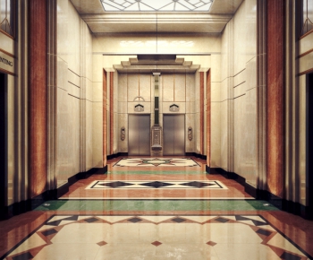 美式走廊电梯厅-ID:183279849