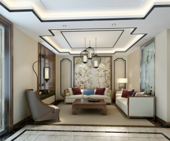 Modern New Chinese Style A Living Room-ID:391341539