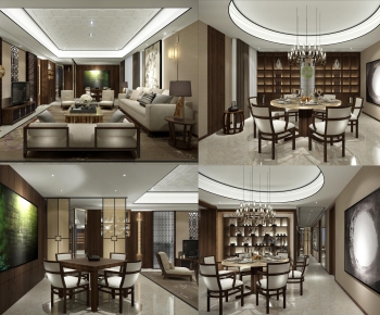 New Chinese Style A Living Room-ID:739184613