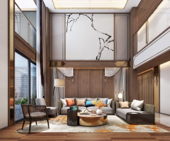 New Chinese Style A Living Room-ID:496857673