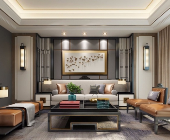 New Chinese Style A Living Room-ID:110038128