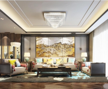 New Chinese Style A Living Room-ID:901776143