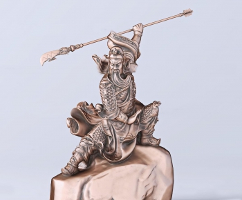 中式威武关公舞刀雕塑-ID:163274148