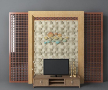 New Chinese Style TV Wall-ID:195618272