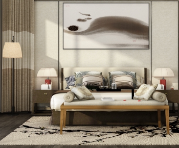 New Chinese Style Double Bed-ID:524910533