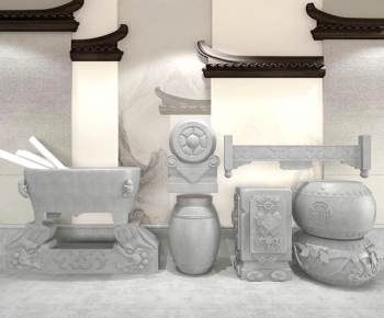 中式抱鼓石柱凳雕塑-ID:916227682