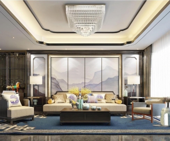New Chinese Style A Living Room-ID:624616553