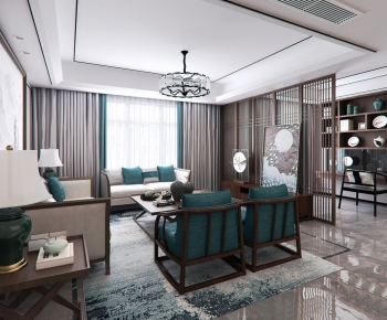New Chinese Style A Living Room-ID:953382361