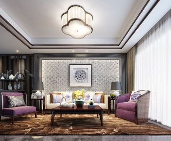 New Chinese Style A Living Room-ID:764873494