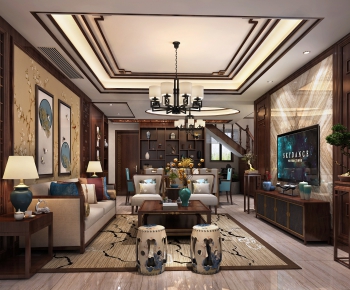 New Chinese Style A Living Room-ID:332248635