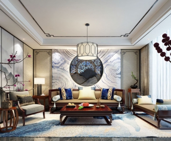 New Chinese Style A Living Room-ID:129453614