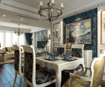 American Style Simple European Style Dining Room-ID:715274966