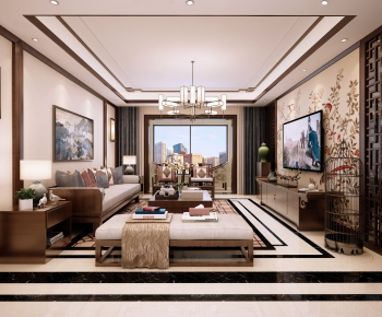 New Chinese Style A Living Room-ID:534905456