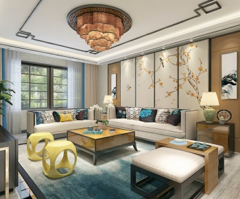 New Chinese Style A Living Room-ID:693811532
