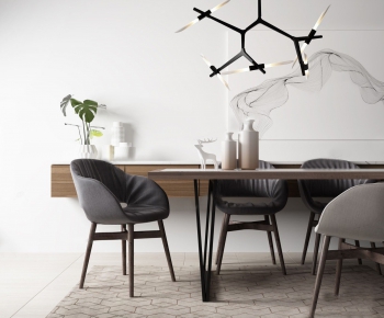 Modern Nordic Style Dining Table And Chairs-ID:715402873