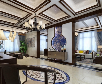 New Chinese Style A Living Room-ID:208170657