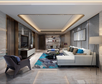 New Chinese Style A Living Room-ID:593767545
