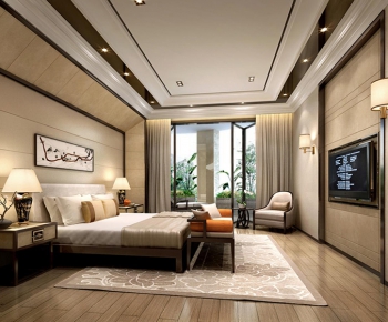 Modern New Chinese Style Bedroom-ID:645473279