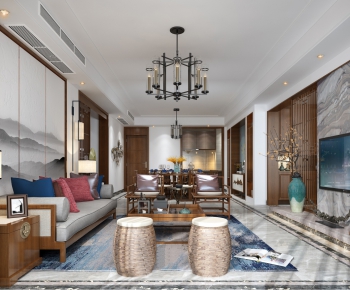 New Chinese Style A Living Room-ID:357157919