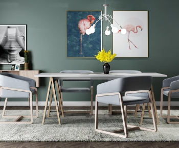 Modern Nordic Style Dining Table And Chairs-ID:136828721