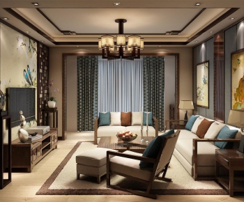 New Chinese Style A Living Room-ID:542755949