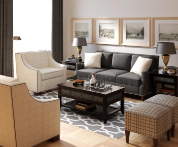 现代美式客厅三人沙发单人沙发茶几-ID:603174216