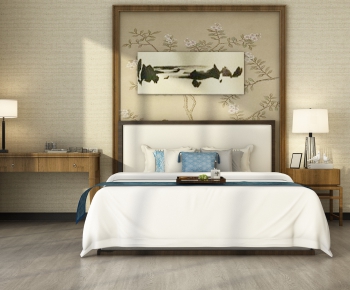 Modern New Chinese Style Double Bed-ID:516336794