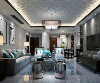 New Chinese Style A Living Room-ID:358724127