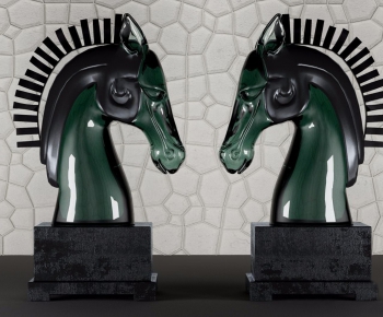 现代马头雕塑摆件-ID:771629447