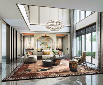New Chinese Style A Living Room-ID:691461436