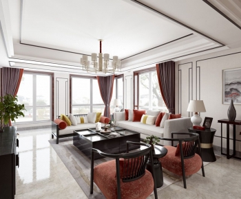New Chinese Style A Living Room-ID:839506878