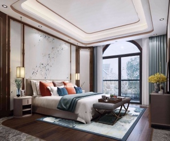 New Chinese Style Bedroom-ID:671979331