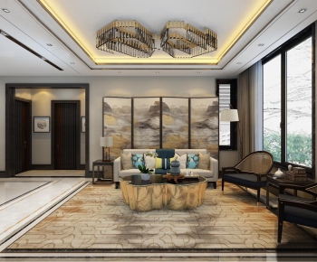 New Chinese Style A Living Room-ID:385196837