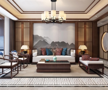 New Chinese Style A Living Room-ID:542349737