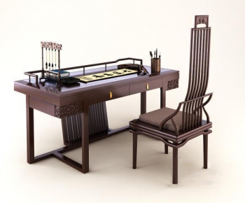 Chinese Style Computer Desk And Chair-ID:138144554