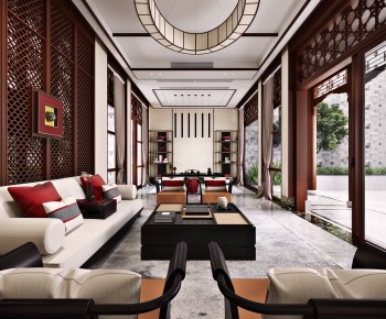 New Chinese Style A Living Room-ID:594033869