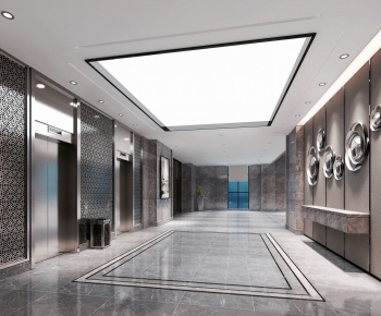 New Chinese Style Office Elevator Hall-ID:952623354