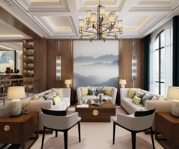 New Chinese Style A Living Room-ID:369443517