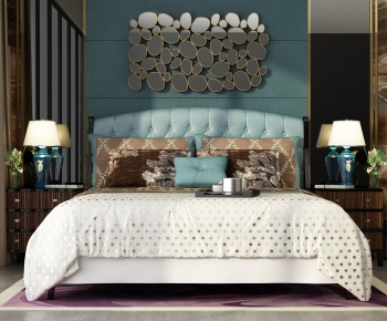 Modern American Style Double Bed-ID:619151835