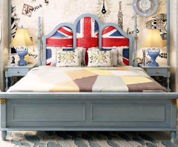 Mediterranean Style Double Bed-ID:300668598